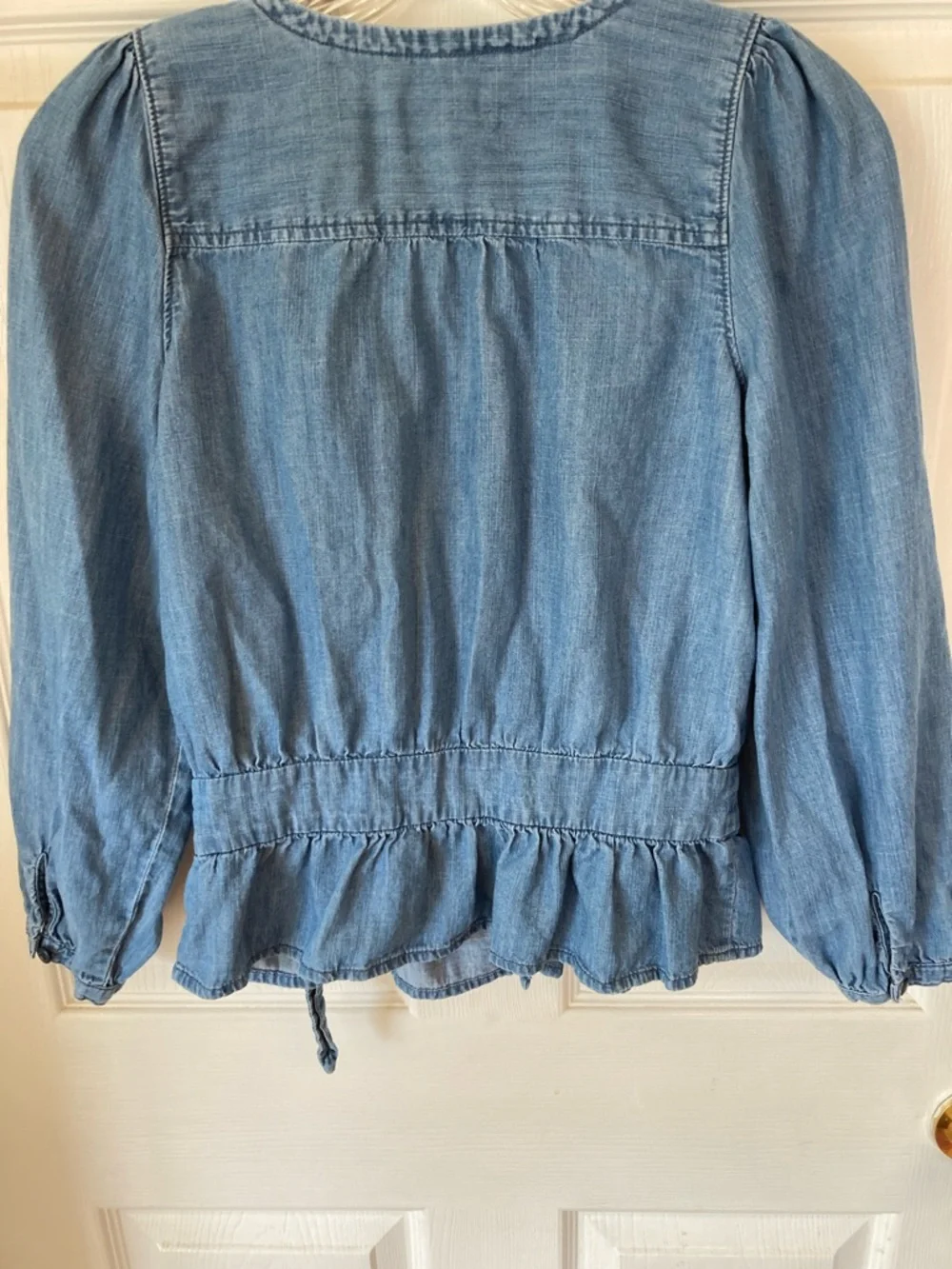 Madewell Chambray Wrap Blouse in Light Blue - Picture 6 of 8